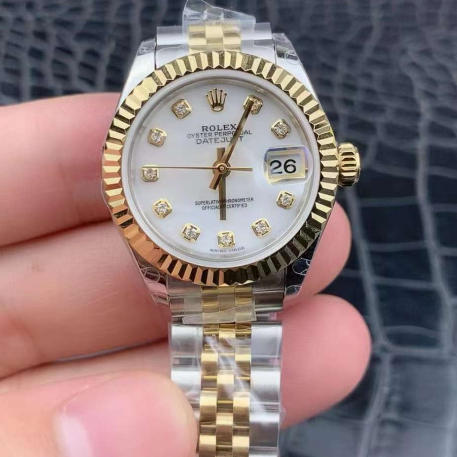 lady-datejust 28 steel and white gold